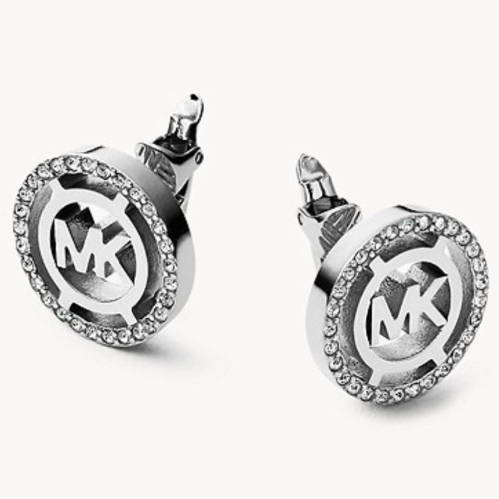 Michael Kors Silver Logo/Crystal Earrings